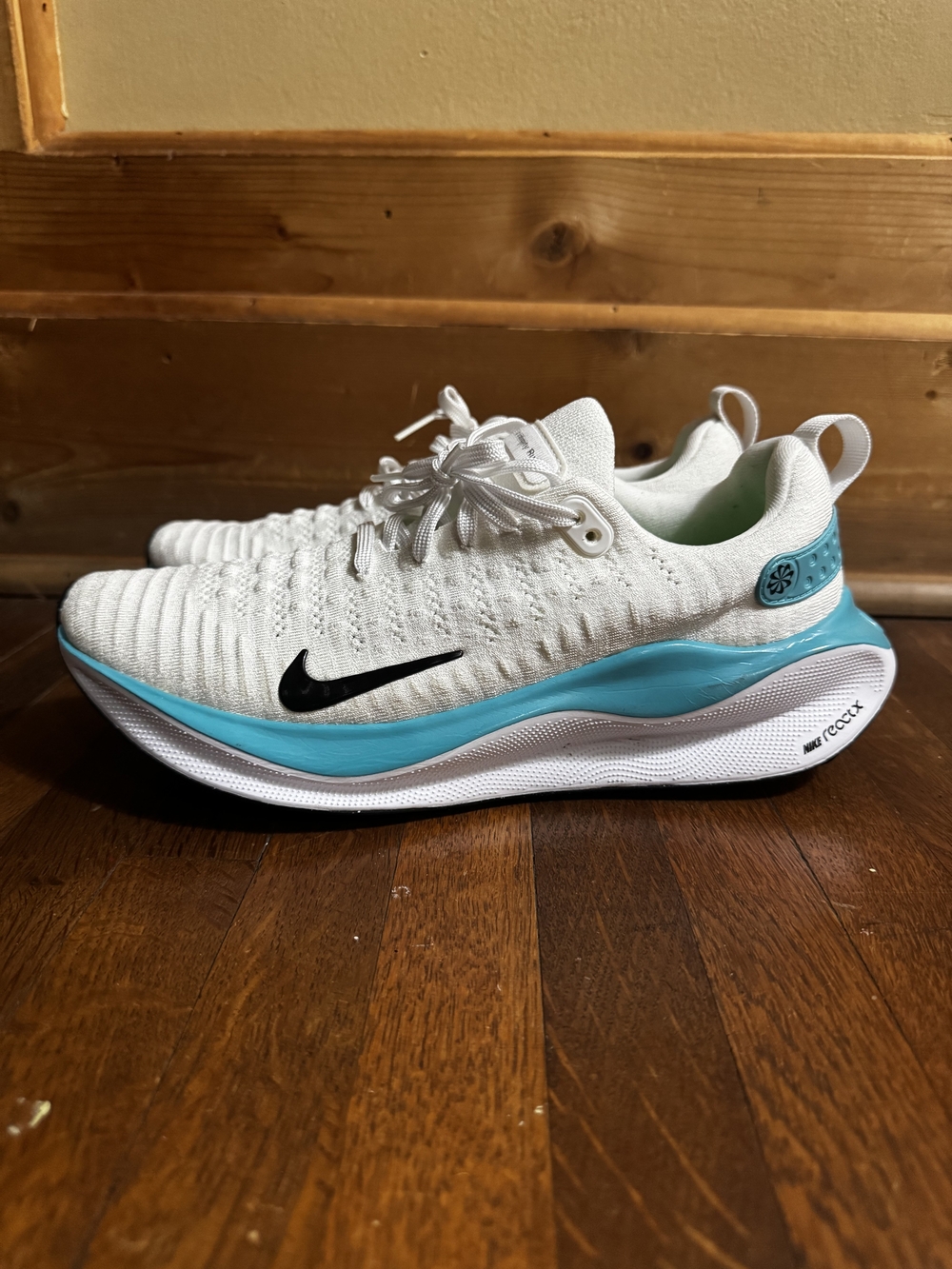 Nike Women's White and Teal Knit Running Shoes